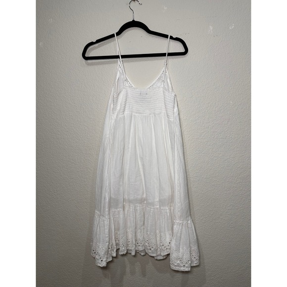 HOUSE OF HARLOW 1960 White Eyelet Lace Trimmed Ruffle Hem Slip Dress M - Picture 3 of 10